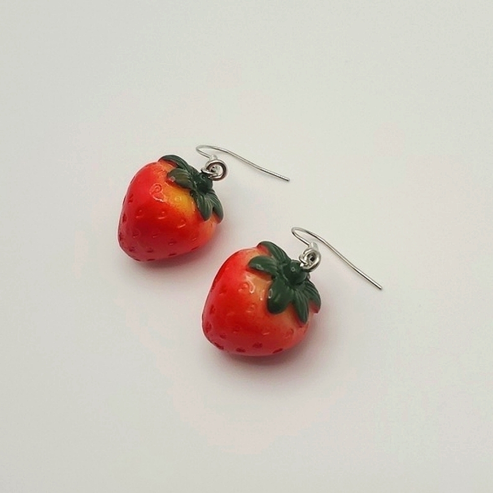 Cute Mini Strawberry Earrings - Picture 3 of 6